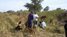 community filling questionnaires in Gulu rural area, copyright by Katharina Kopp 2018